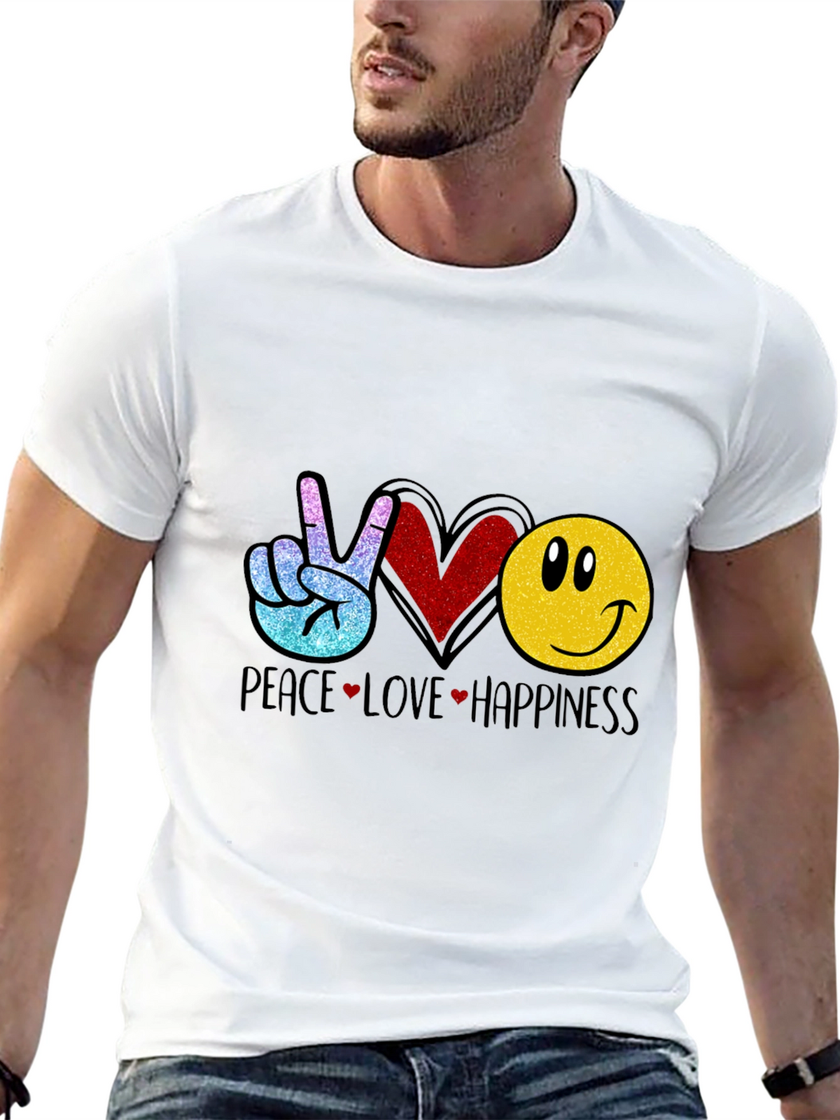 Peace Love Happiness Graphic T-Shirt