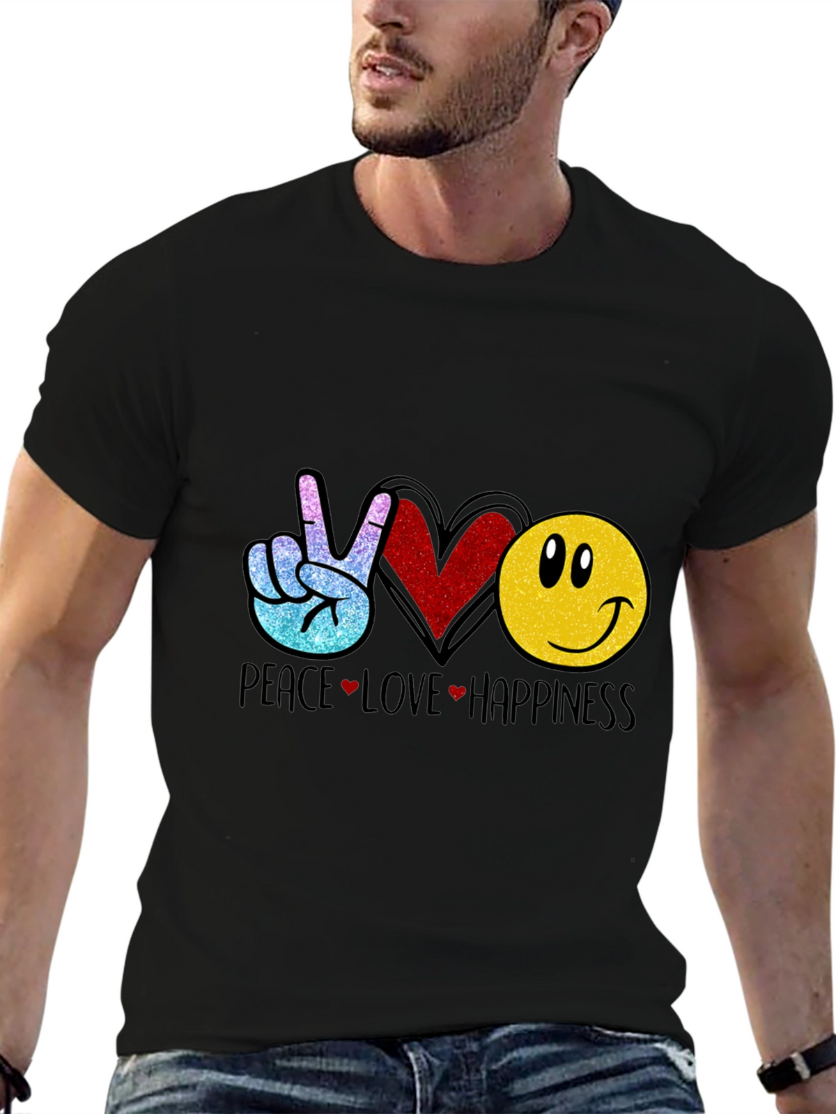 Peace Love Happiness Graphic T-Shirt