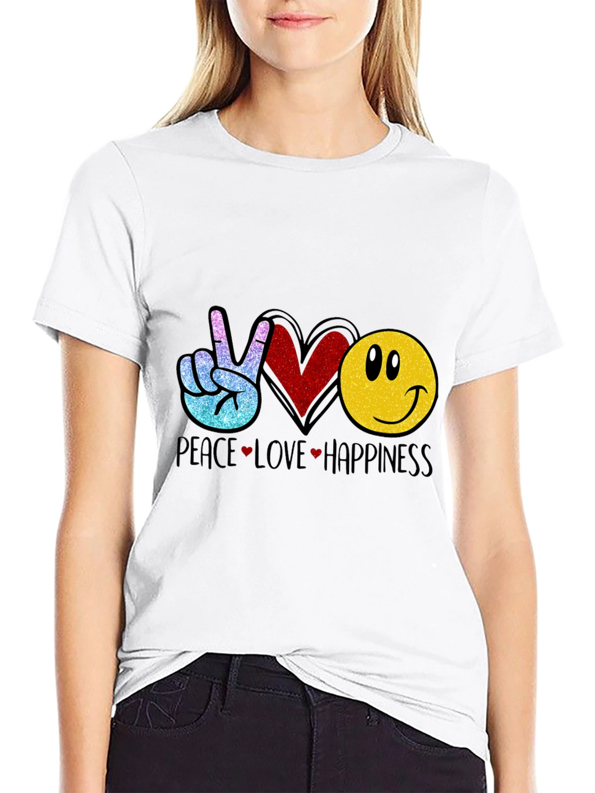 Peace Love Happiness Graphic T-Shirt