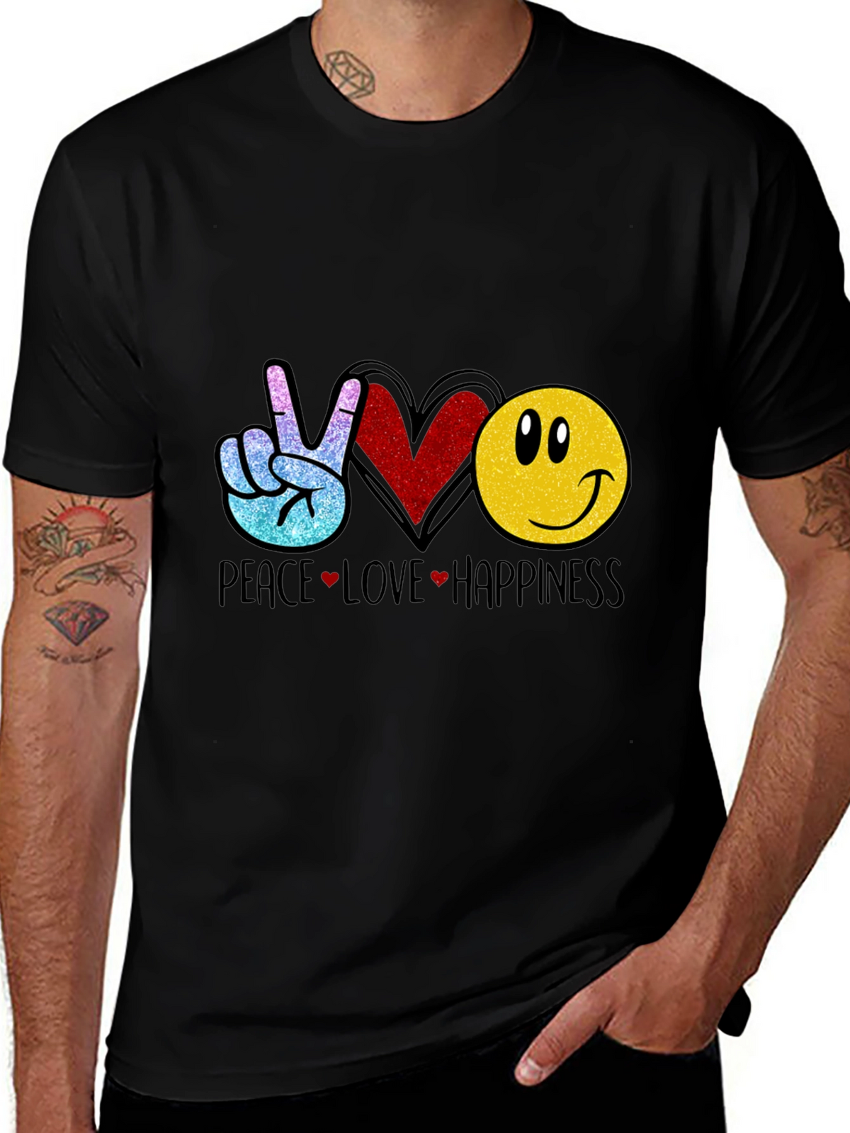 Peace Love Happiness Graphic T-Shirt