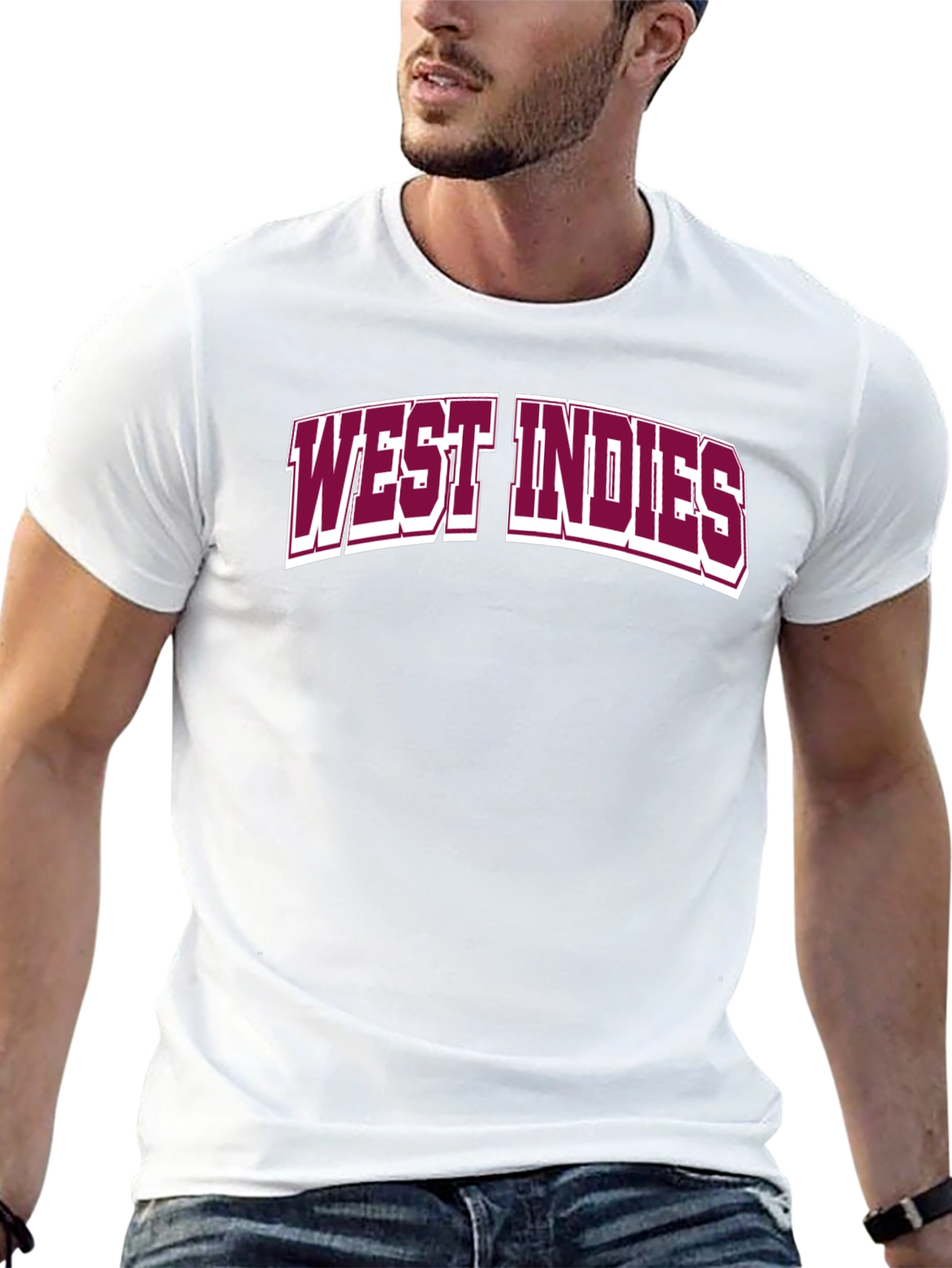 West Indies Graphic T-Shirt - Maroon on Black