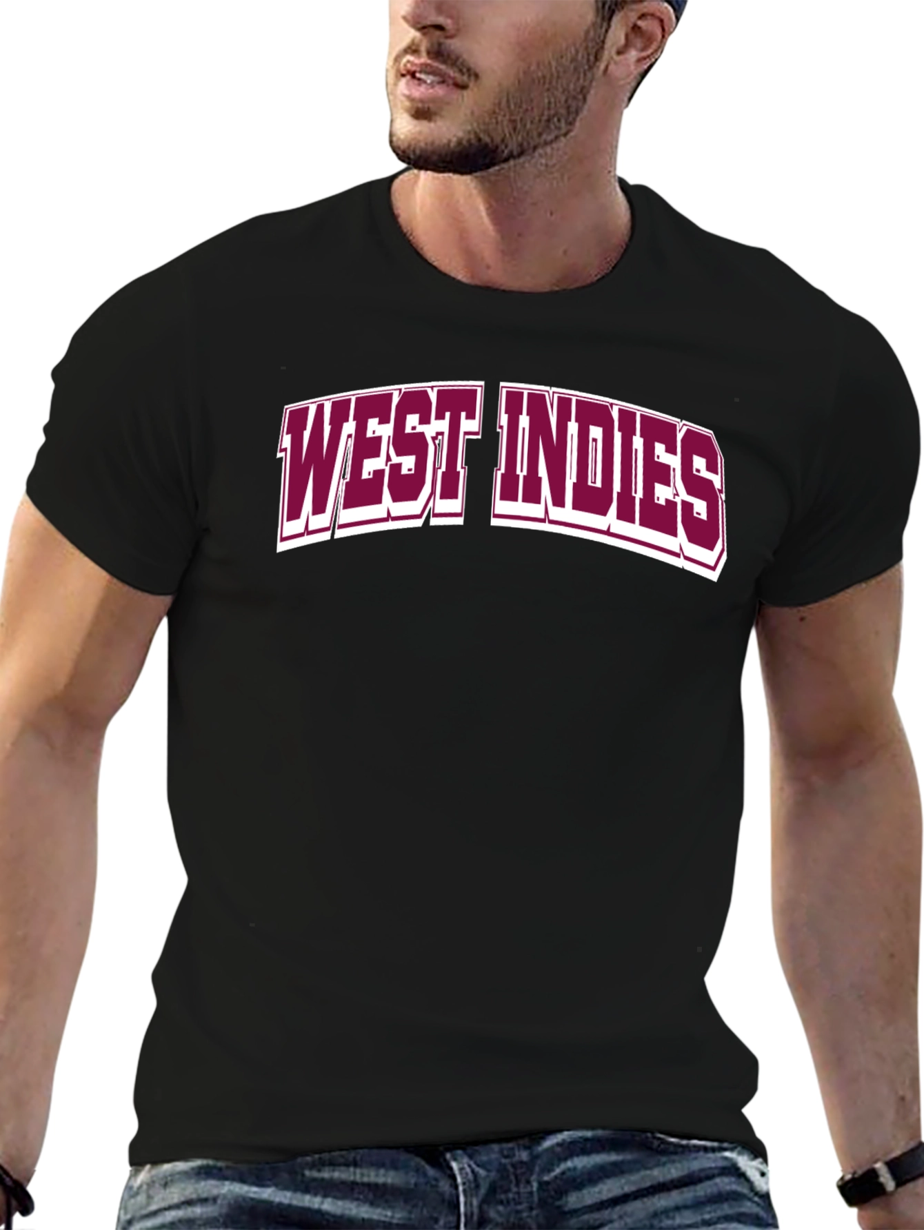 West Indies Graphic T-Shirt - Maroon on Black