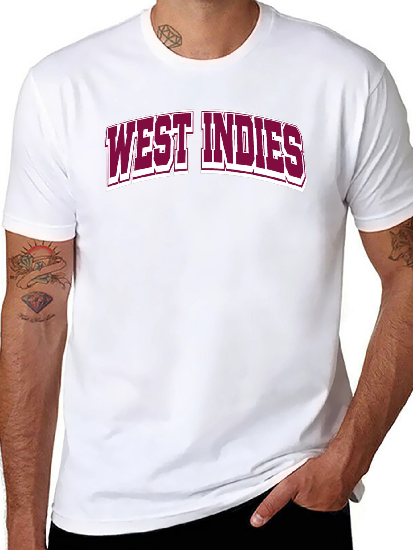 West Indies Graphic T-Shirt - Maroon on Black