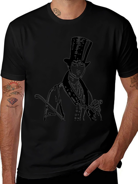 Dapper Gentleman Top Hat Graphic Tee - Black