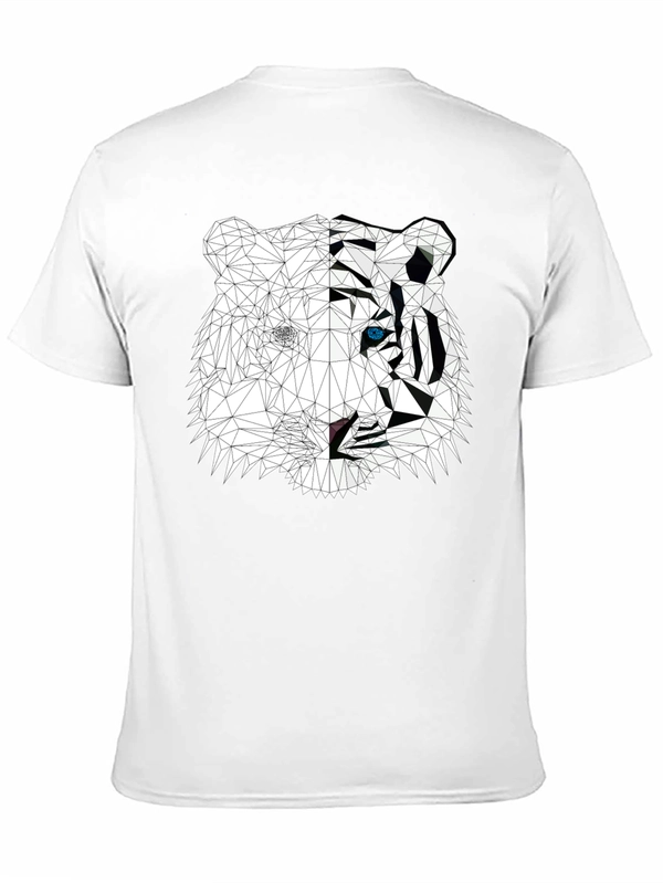 Geometric Tiger Graphic Print Black T-Shirt