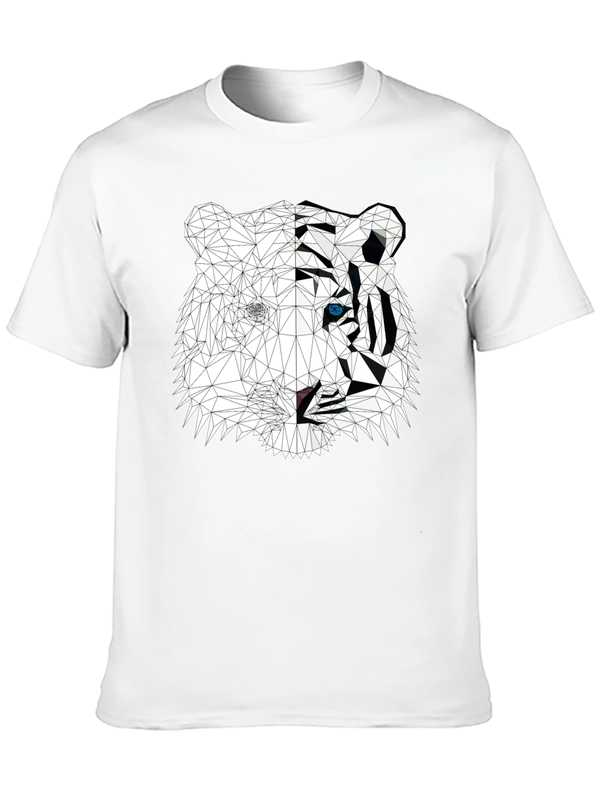 Geometric Tiger Graphic Print Black T-Shirt