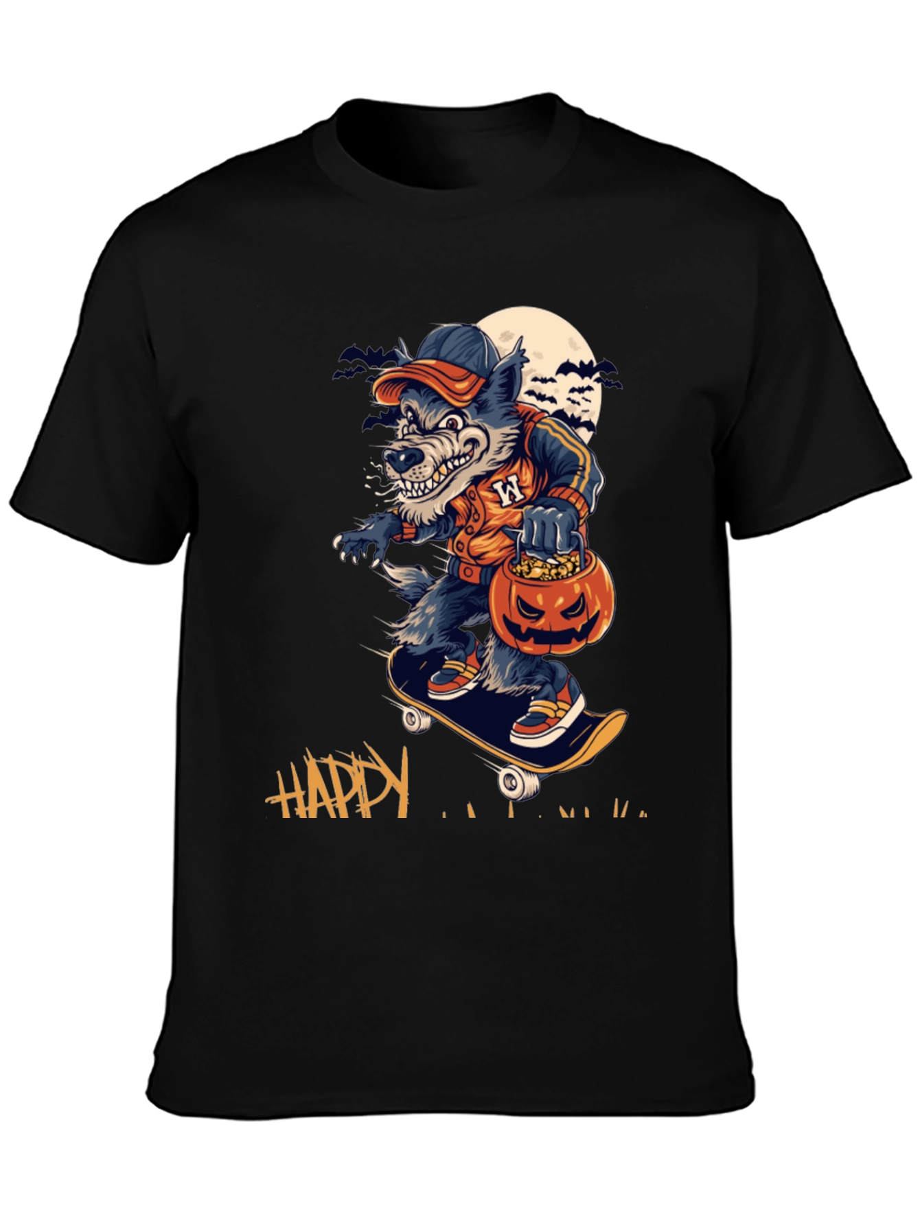 Skateboarding Werewolf Halloween Tee