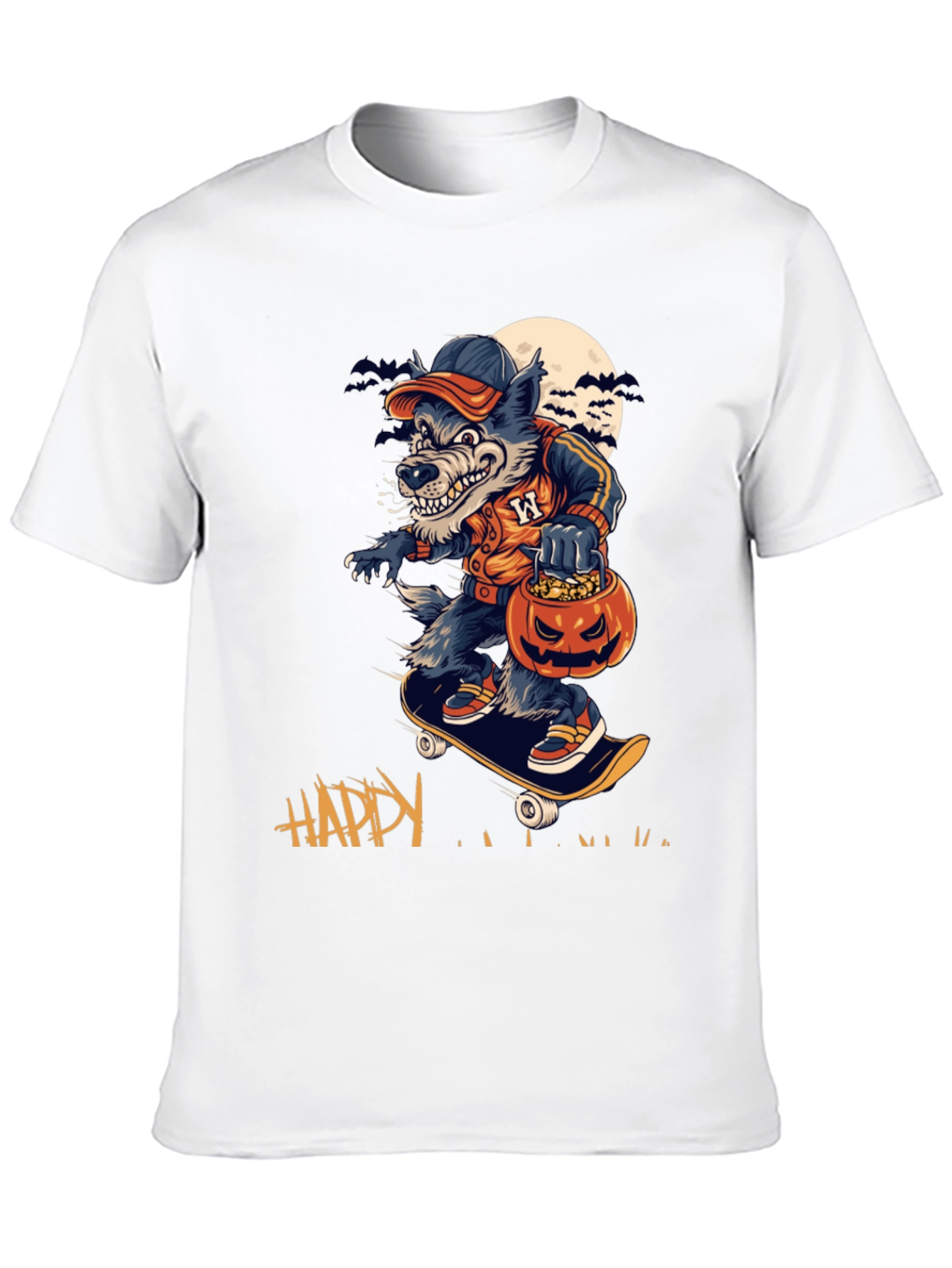 Skateboarding Werewolf Halloween Tee