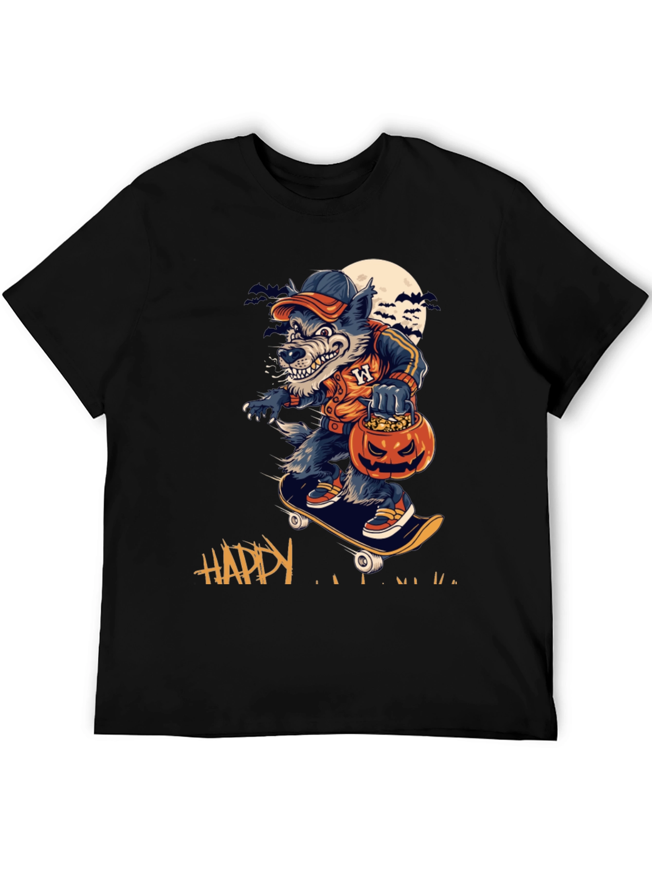 Skateboarding Werewolf Halloween Tee