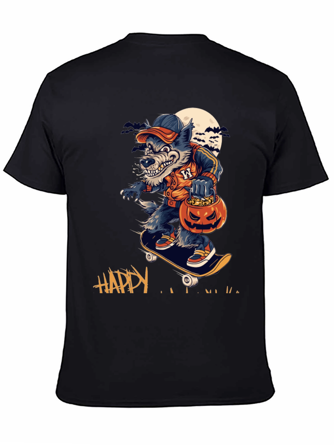 Skateboarding Werewolf Halloween Tee
