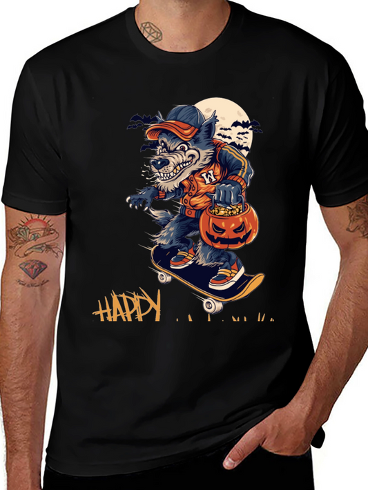 Skateboarding Werewolf Halloween Tee