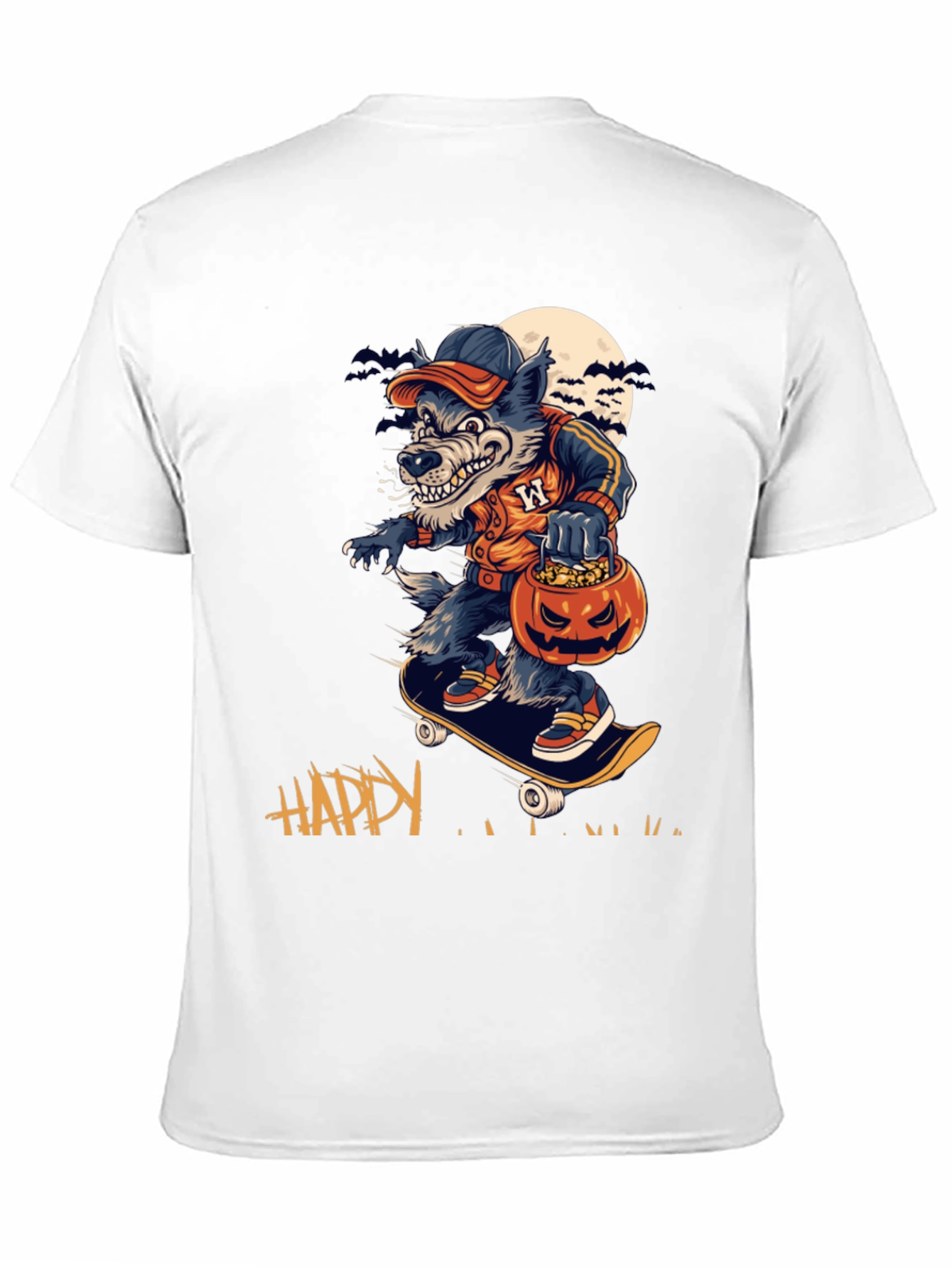Skateboarding Werewolf Halloween Tee