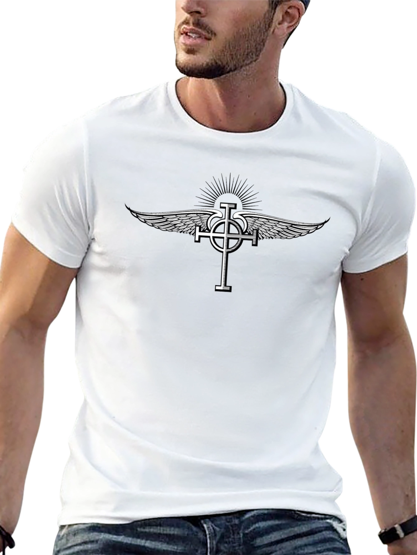Winged Cross Graphic Tee - Mens Black T-Shirt