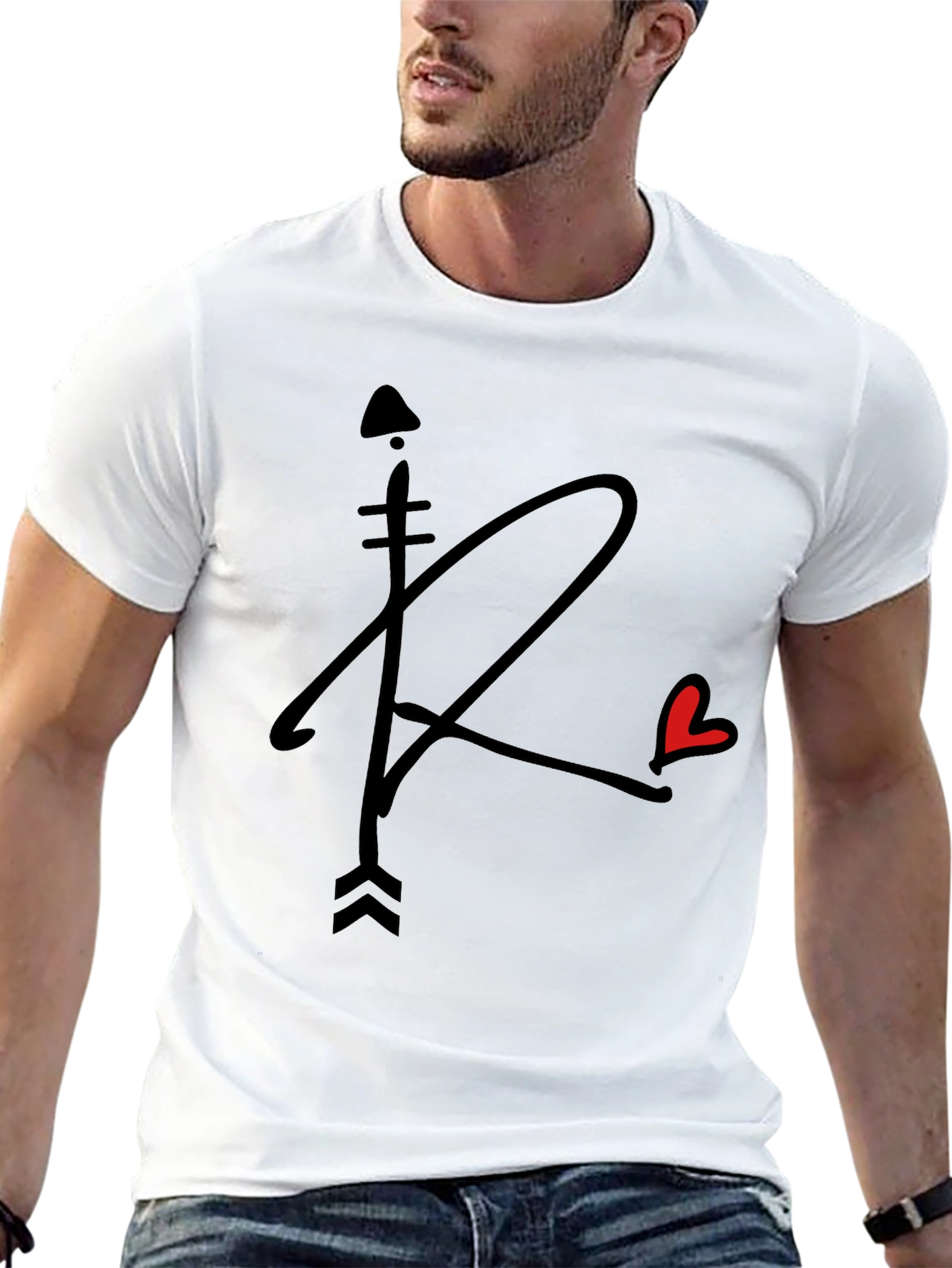 Arrow Heart Graphic Tee - Stylish Black T-Shirt