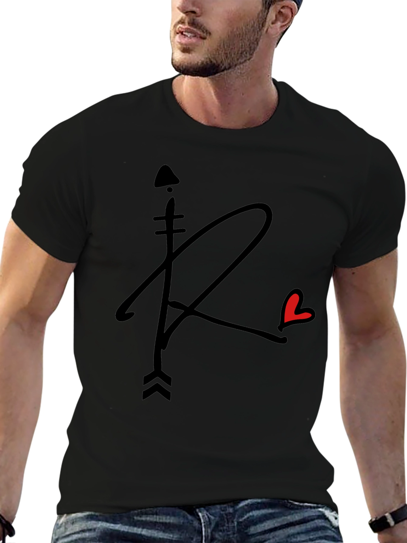 Arrow Heart Graphic Tee - Stylish Black T-Shirt