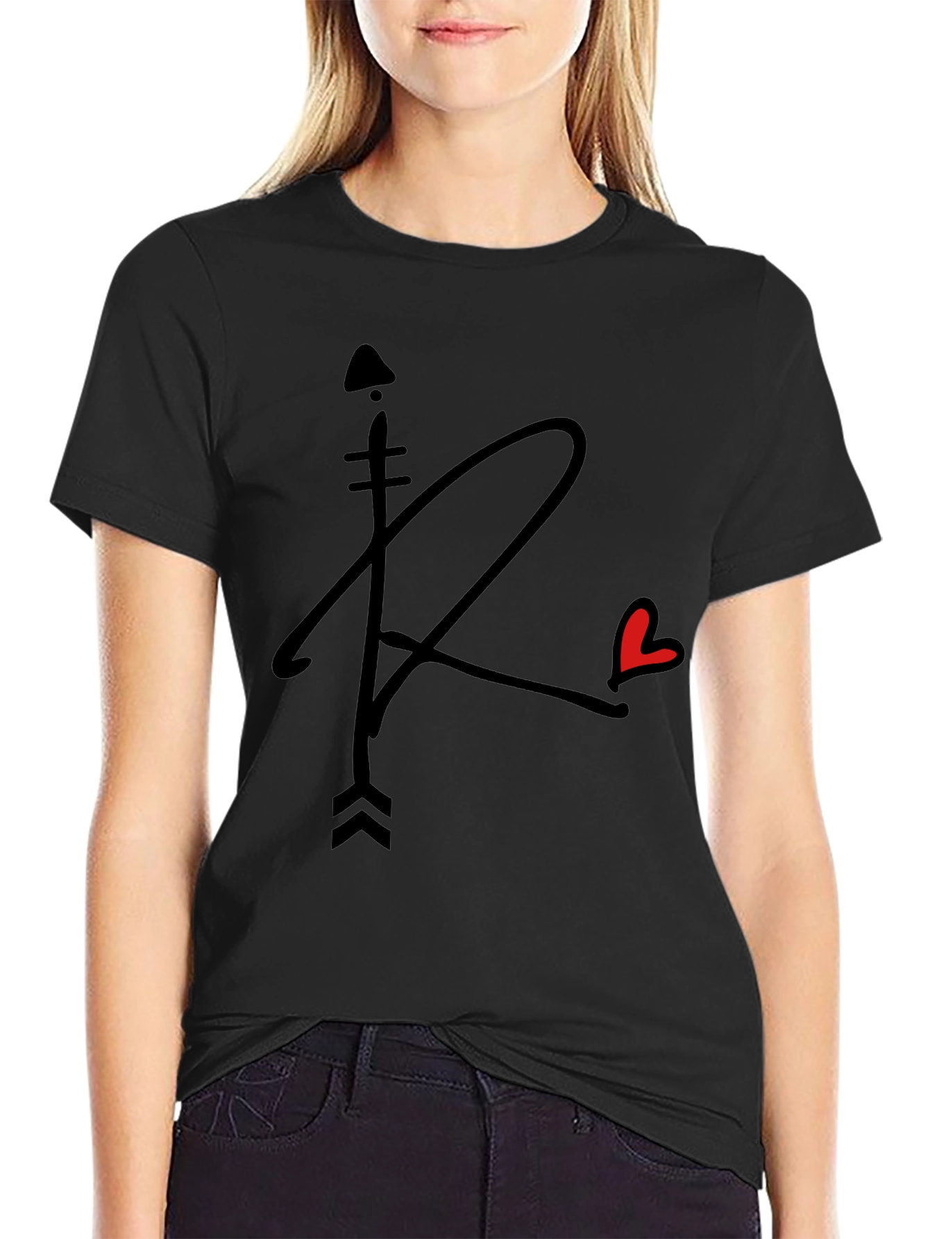 Arrow Heart Graphic Tee - Stylish Black T-Shirt