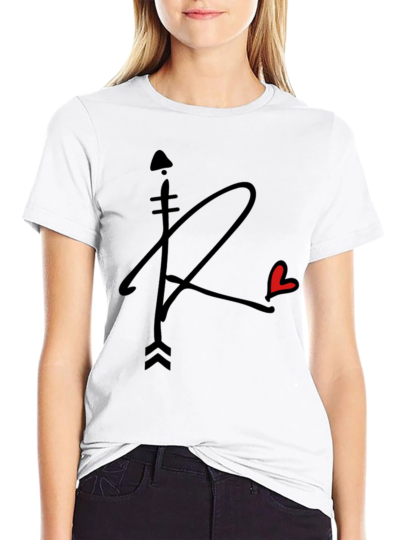 Arrow Heart Graphic Tee - Stylish Black T-Shirt