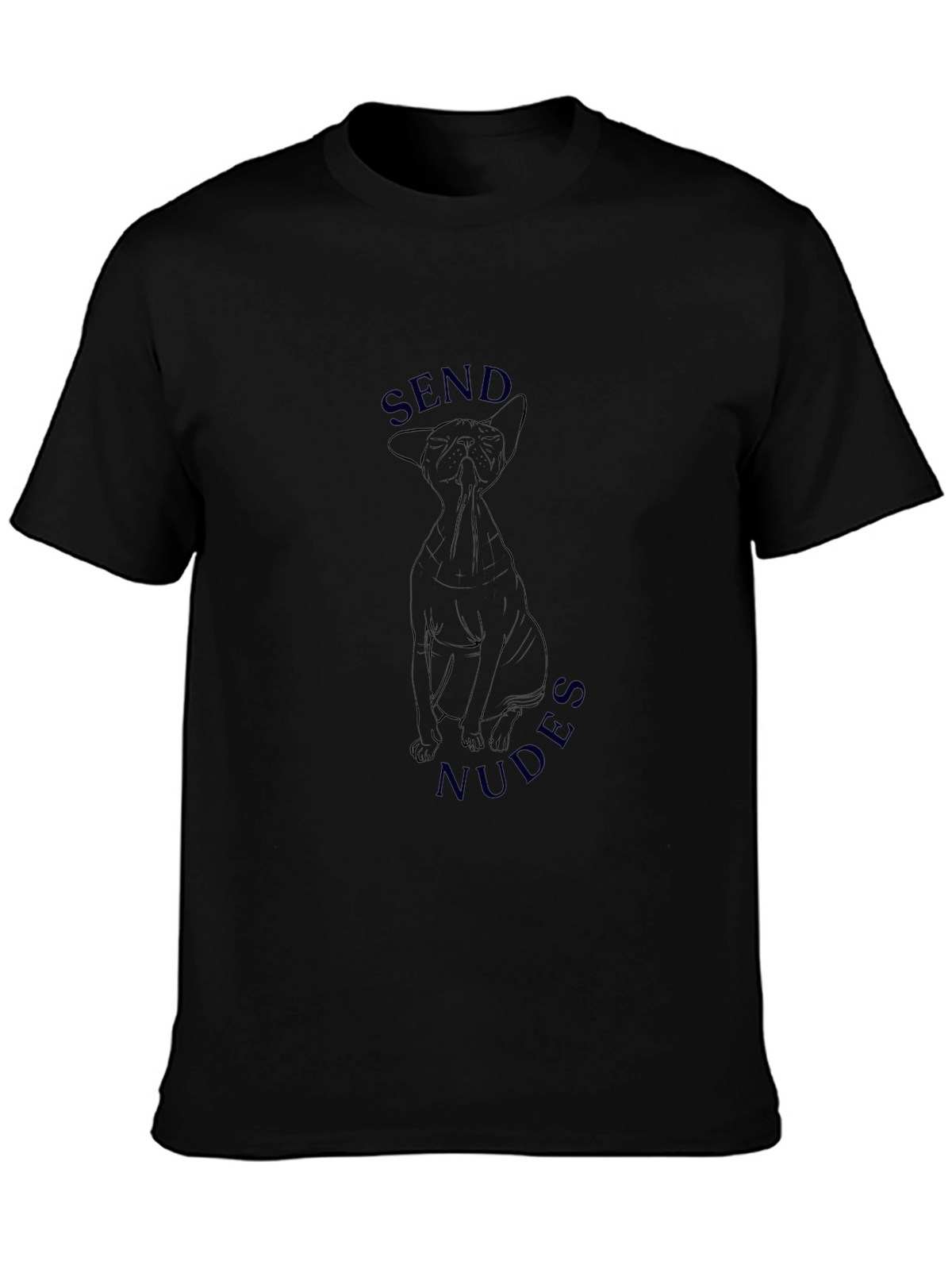Send Nudes Cat Graphic Black T-Shirt