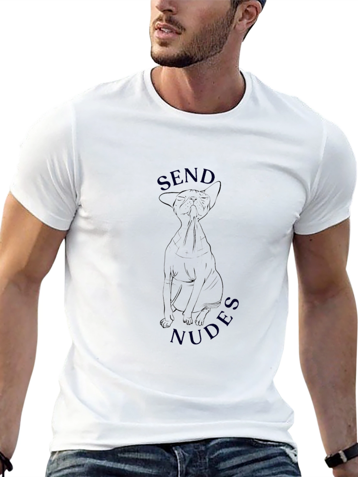 Send Nudes Cat Graphic Black T-Shirt