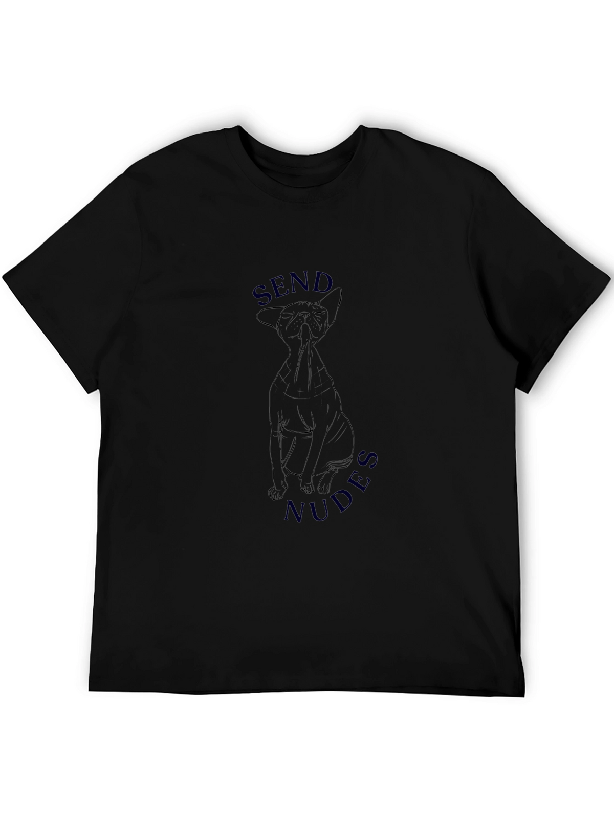 Send Nudes Cat Graphic Black T-Shirt
