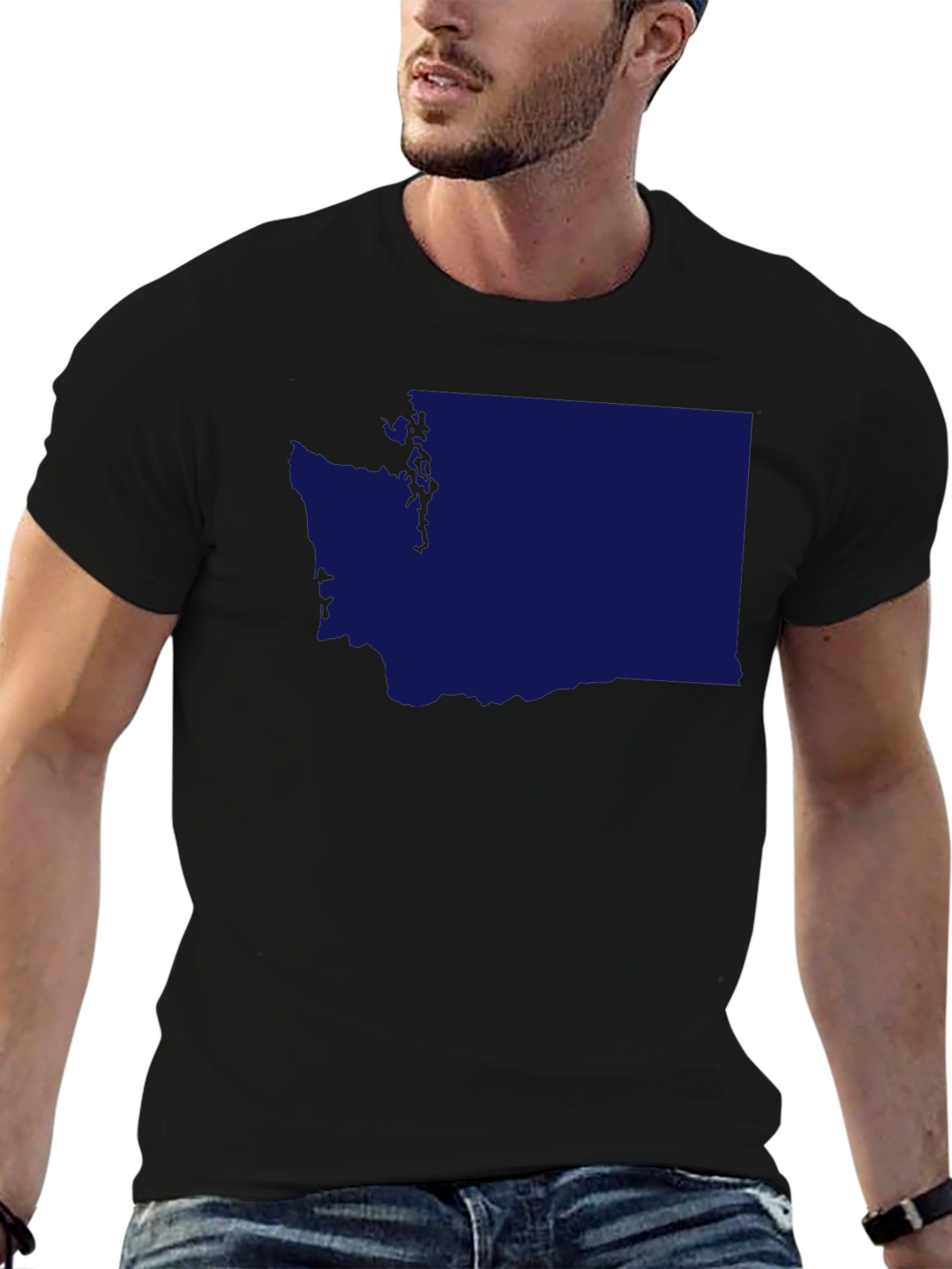 Washington State Outline Graphic Tee - Black