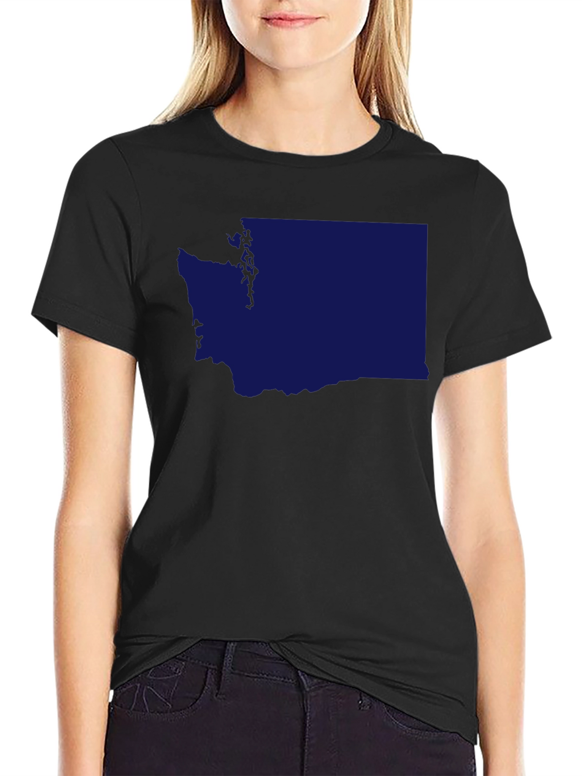 Washington State Outline Graphic Tee - Black