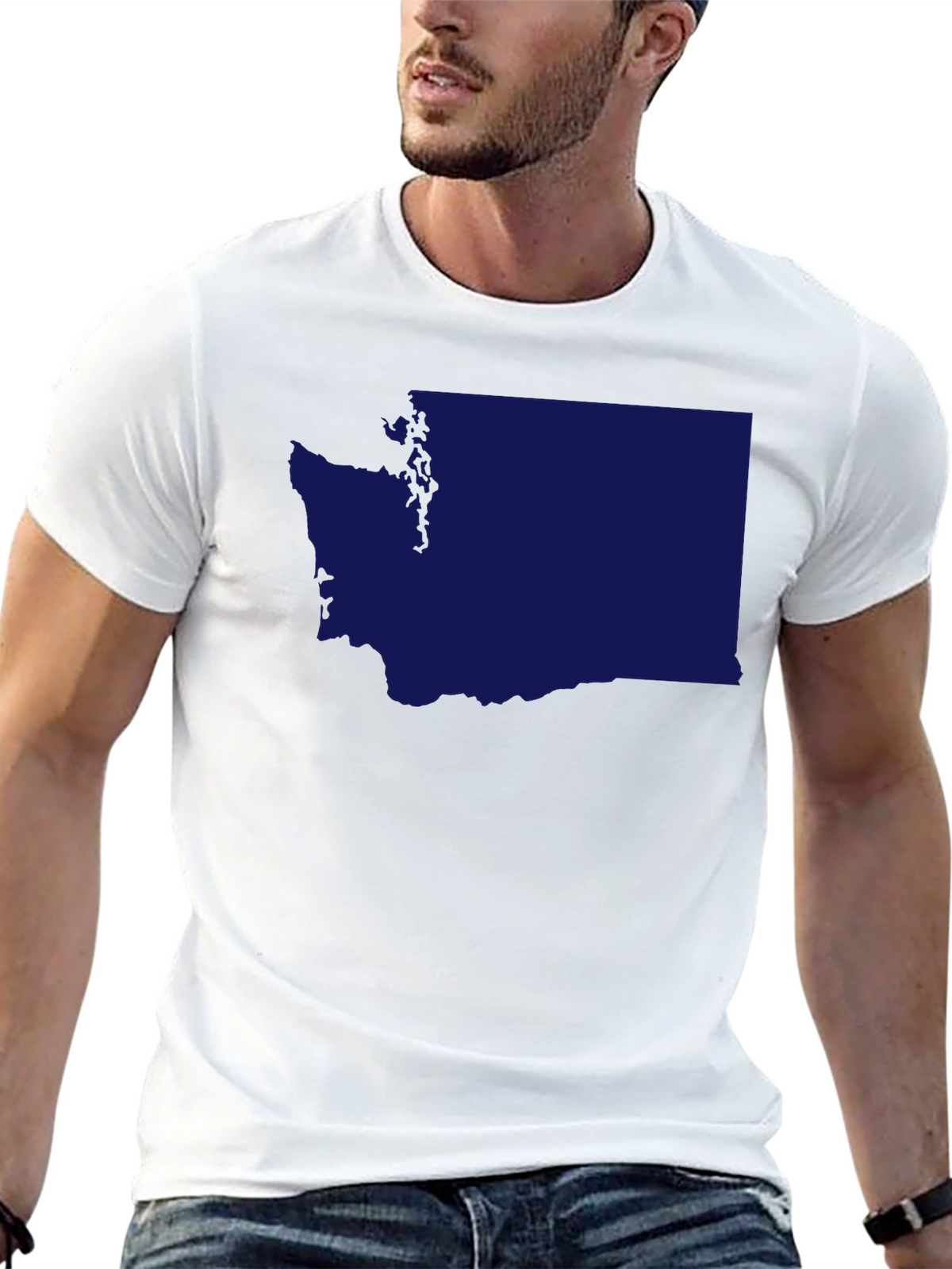 Washington State Outline Graphic Tee - Black