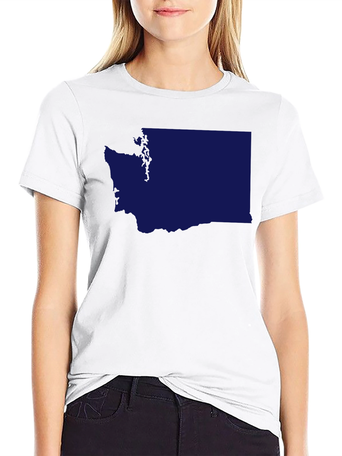 Washington State Outline Graphic Tee - Black