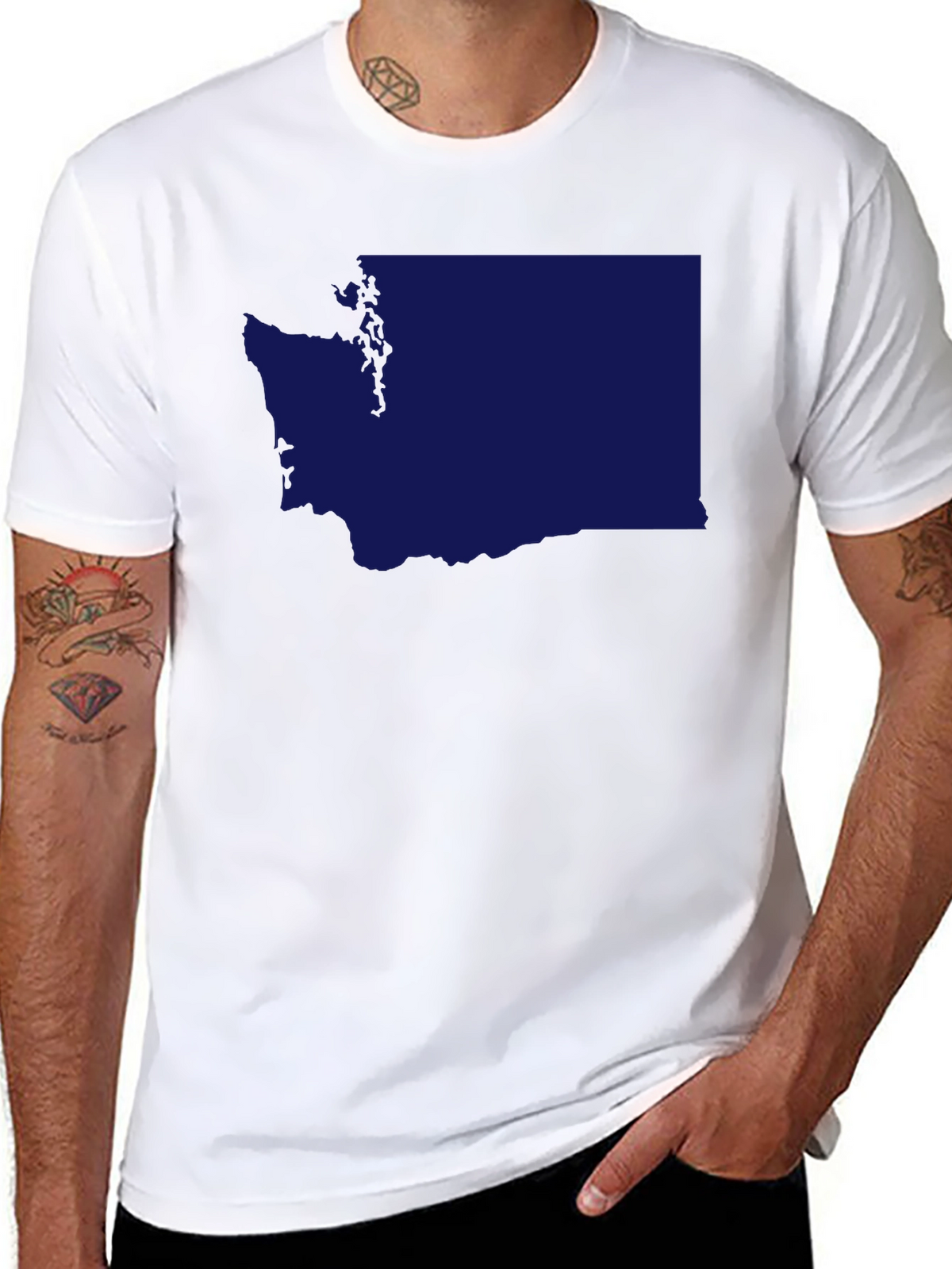 Washington State Outline Graphic Tee - Black