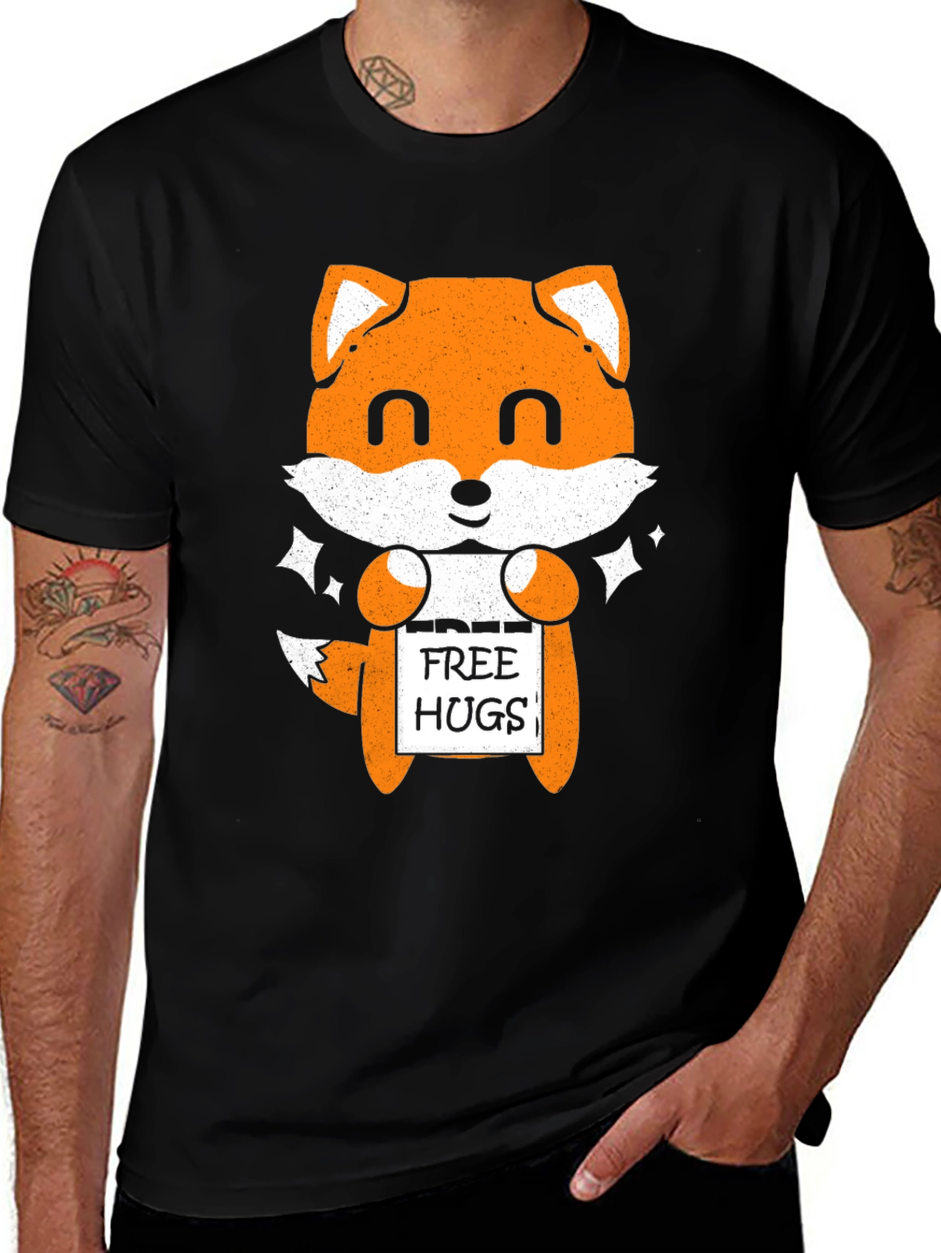 Cute Fox Free Hugs Graphic T-Shirt