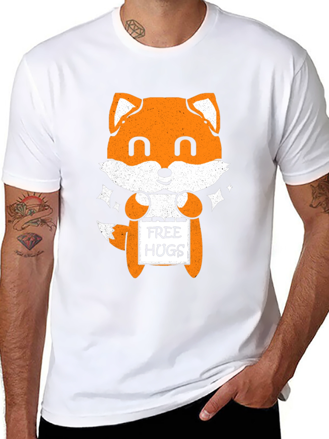 Cute Fox Free Hugs Graphic T-Shirt