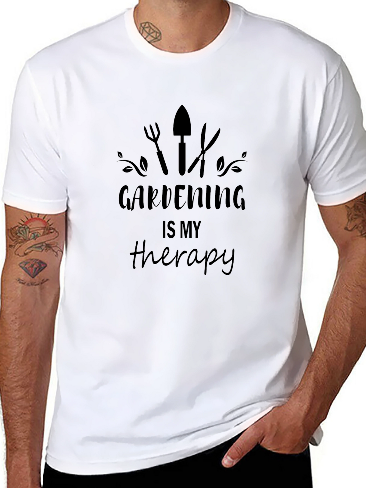 Gardening Is My Therapy T-Shirt - Black