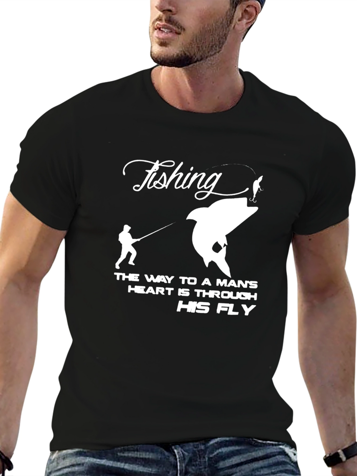 Fishing T-Shirt: A Mans Heart is His Fly