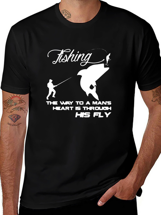Fishing T-Shirt: A Mans Heart is His Fly