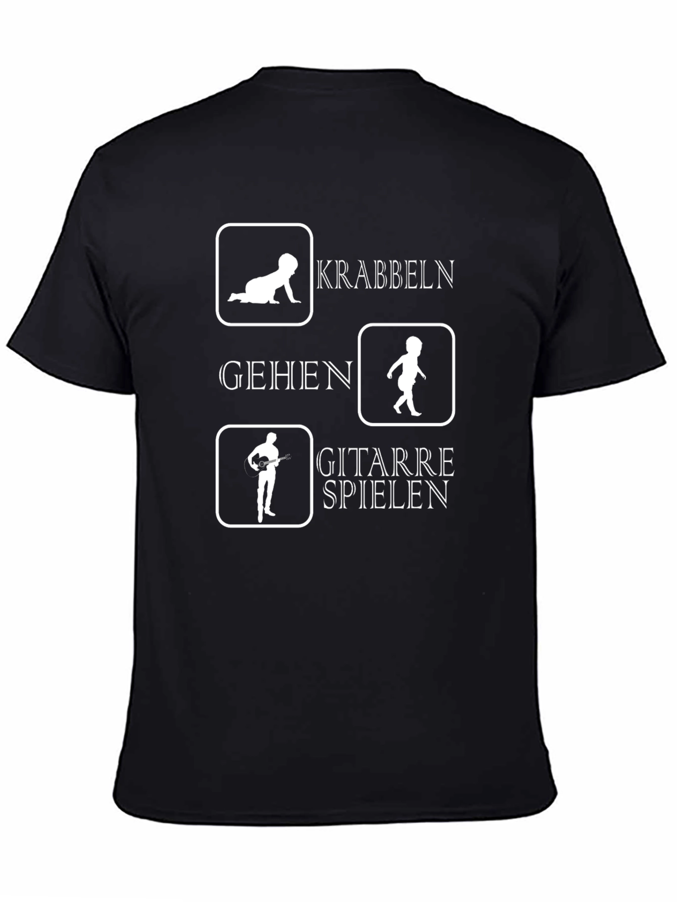 Funny German Evolution T-Shirt: Crawl Walk Guitar!