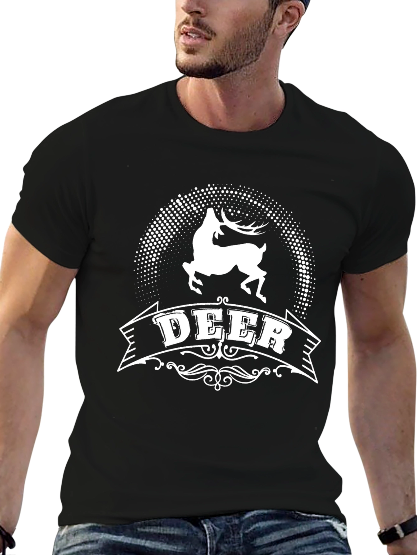 Deer Graphic T-Shirt - Mens Black Tee