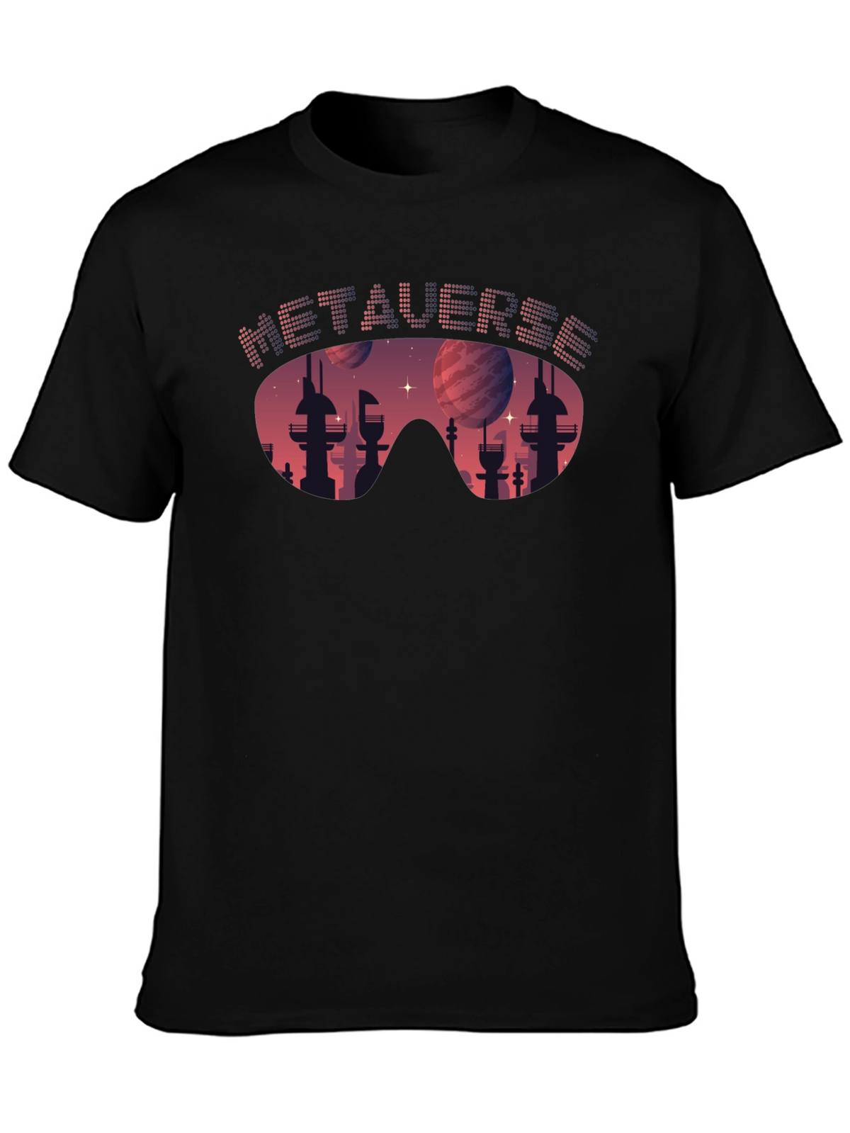 Metaverse Cityscape T-Shirt - Futuristic Design
