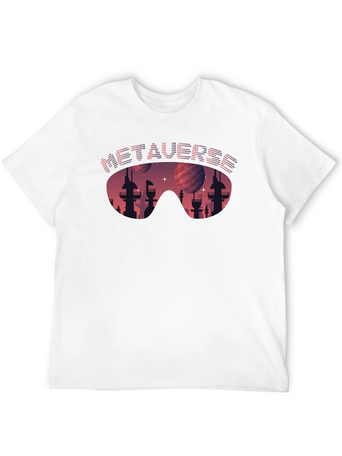 Metaverse Cityscape T-Shirt - Futuristic Design