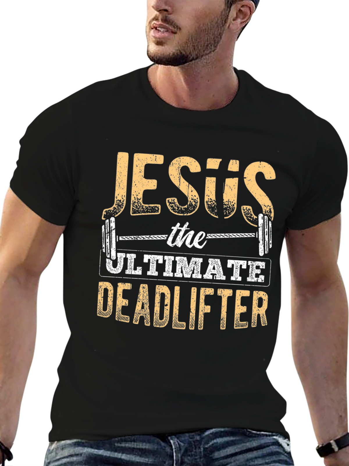 Jesus The Ultimate Deadlifter Black T-Shirt