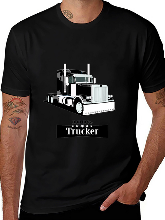 100% Trucker Graphic T-Shirt - Black
