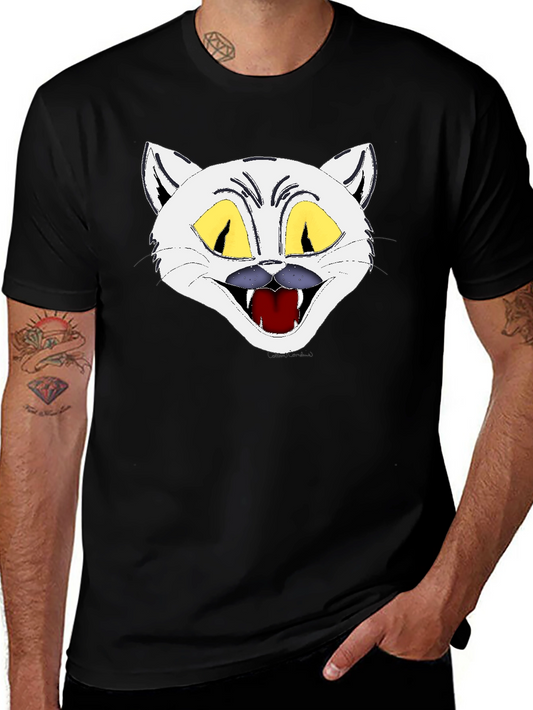 Scary White Cat Face Graphic Tee