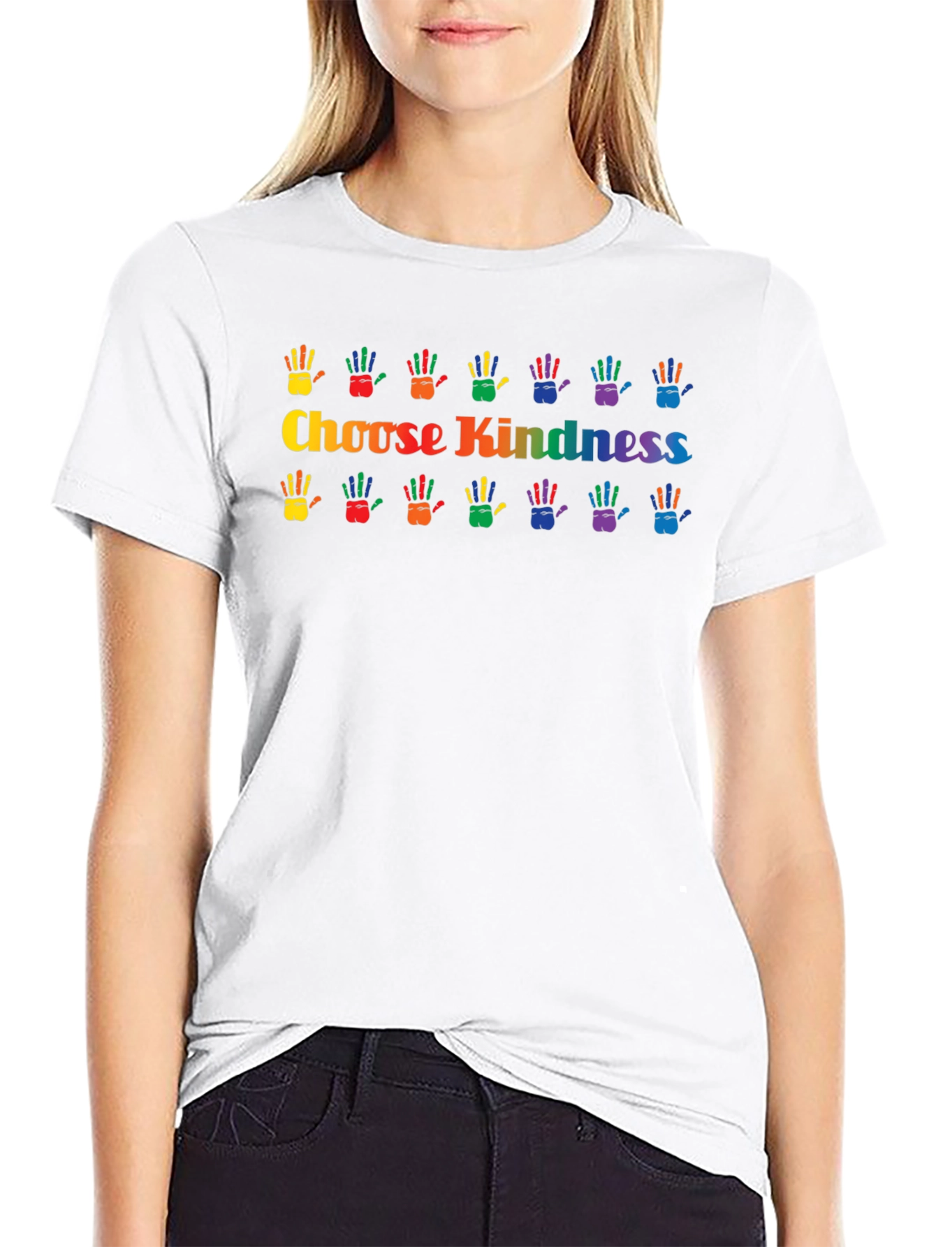 Choose Kindness Rainbow Hands Graphic T-Shirt