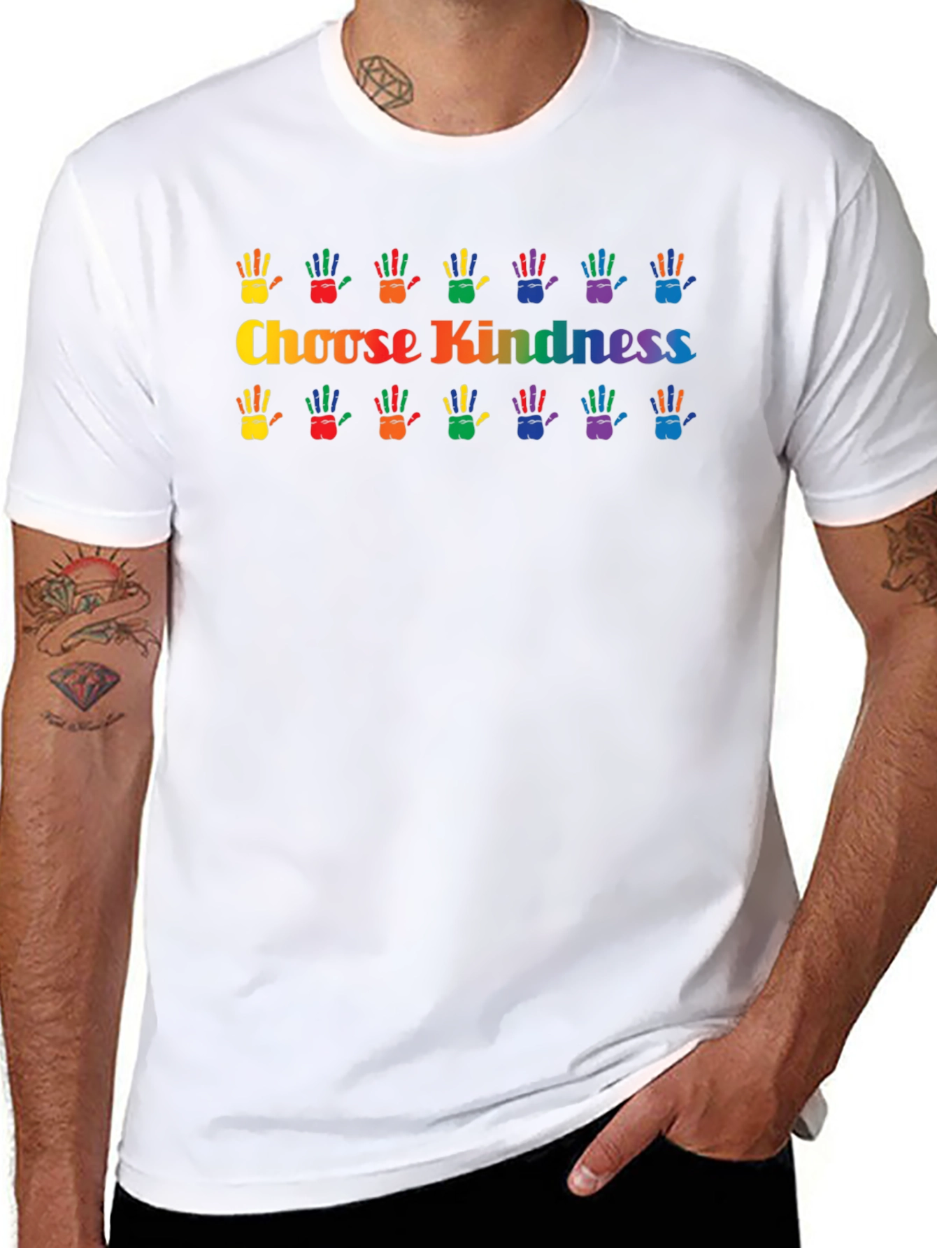 Choose Kindness Rainbow Hands Graphic T-Shirt