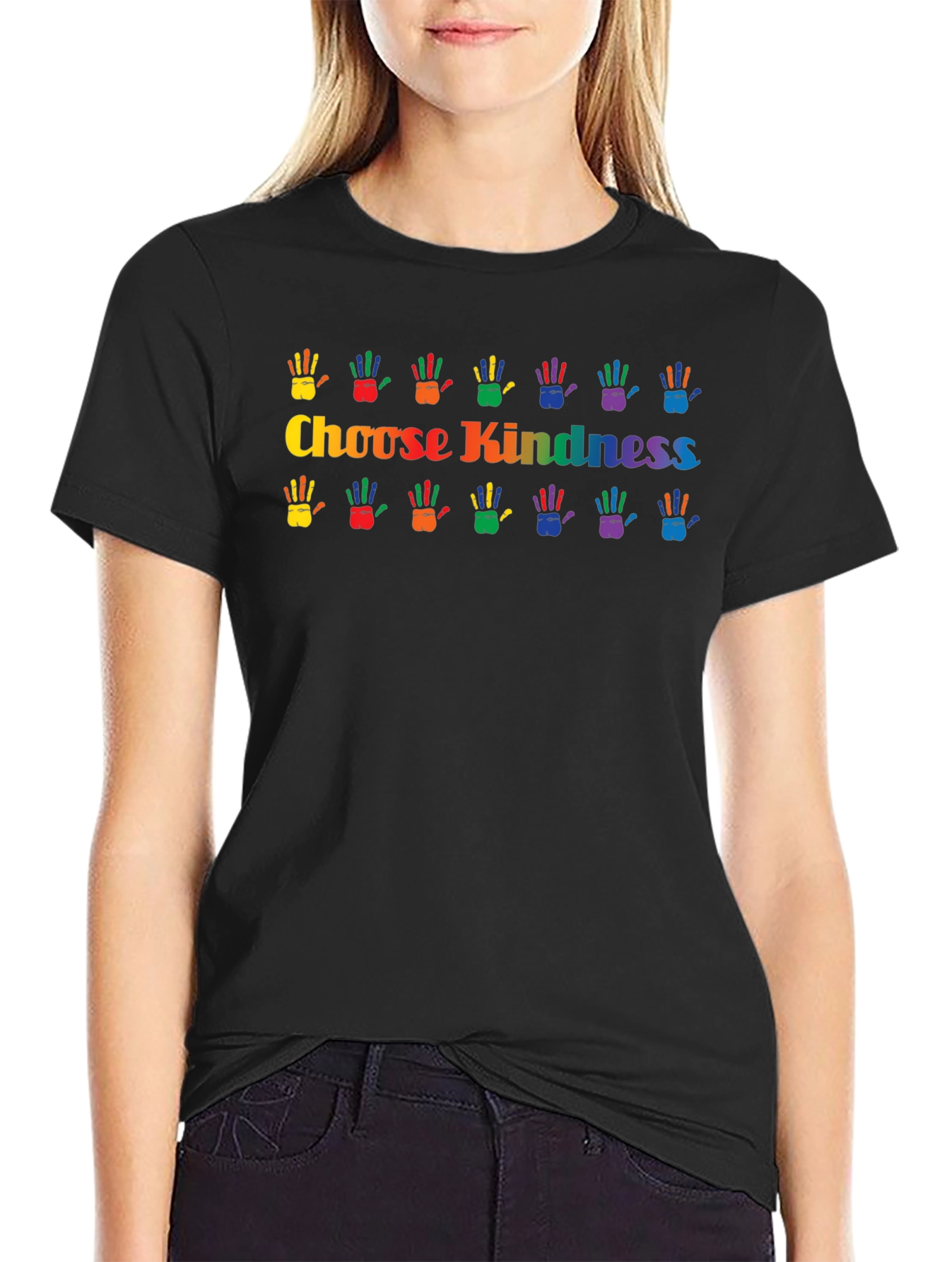 Choose Kindness Rainbow Hands Graphic T-Shirt