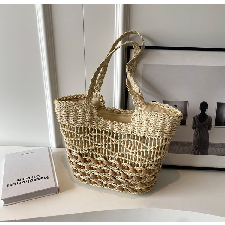 Elegant Large Capacity Straw Tote Bag - Perfect for Vacation or Daily Use