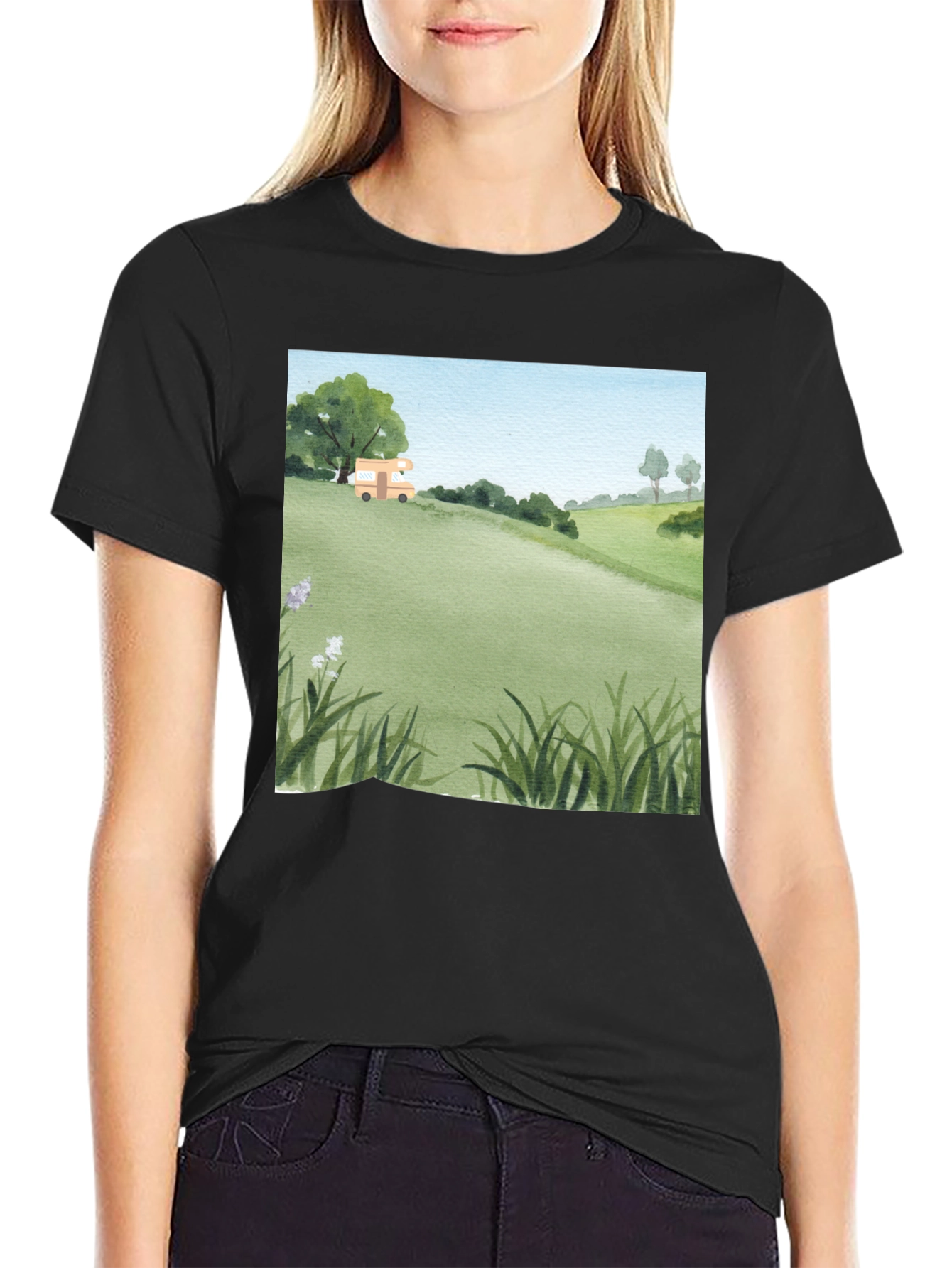 Watercolor Landscape Camper T-Shirt