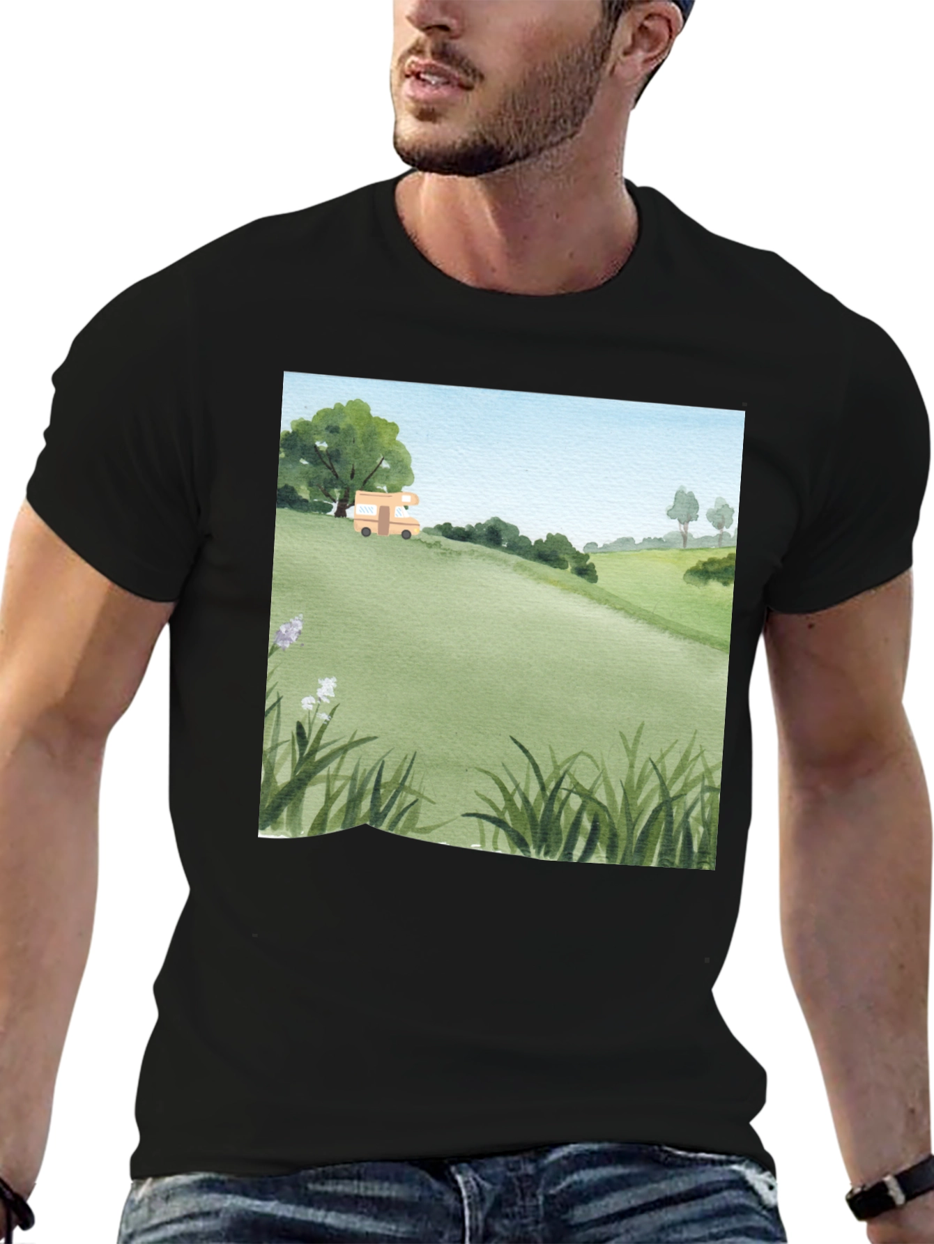 Watercolor Landscape Camper T-Shirt