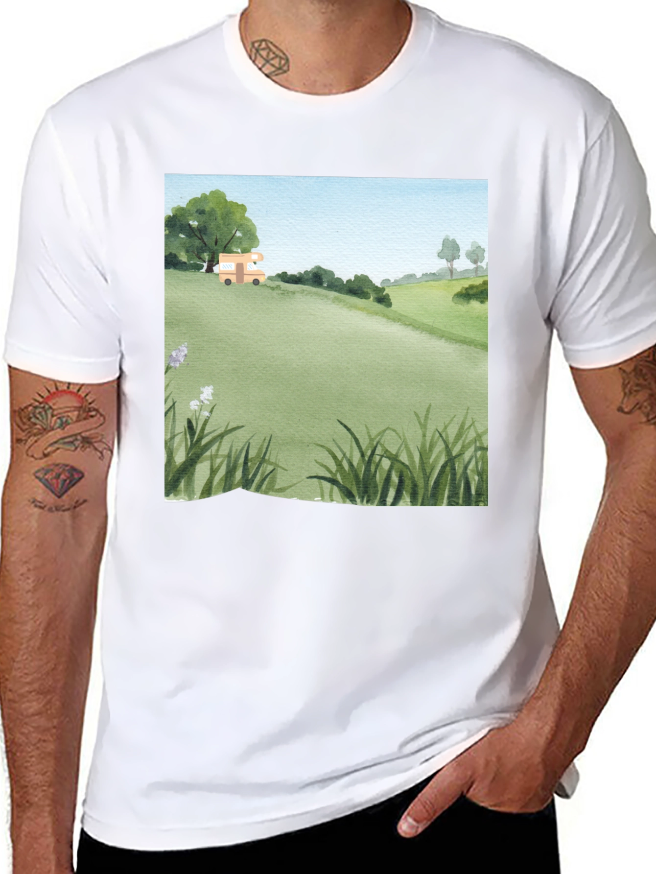 Watercolor Landscape Camper T-Shirt