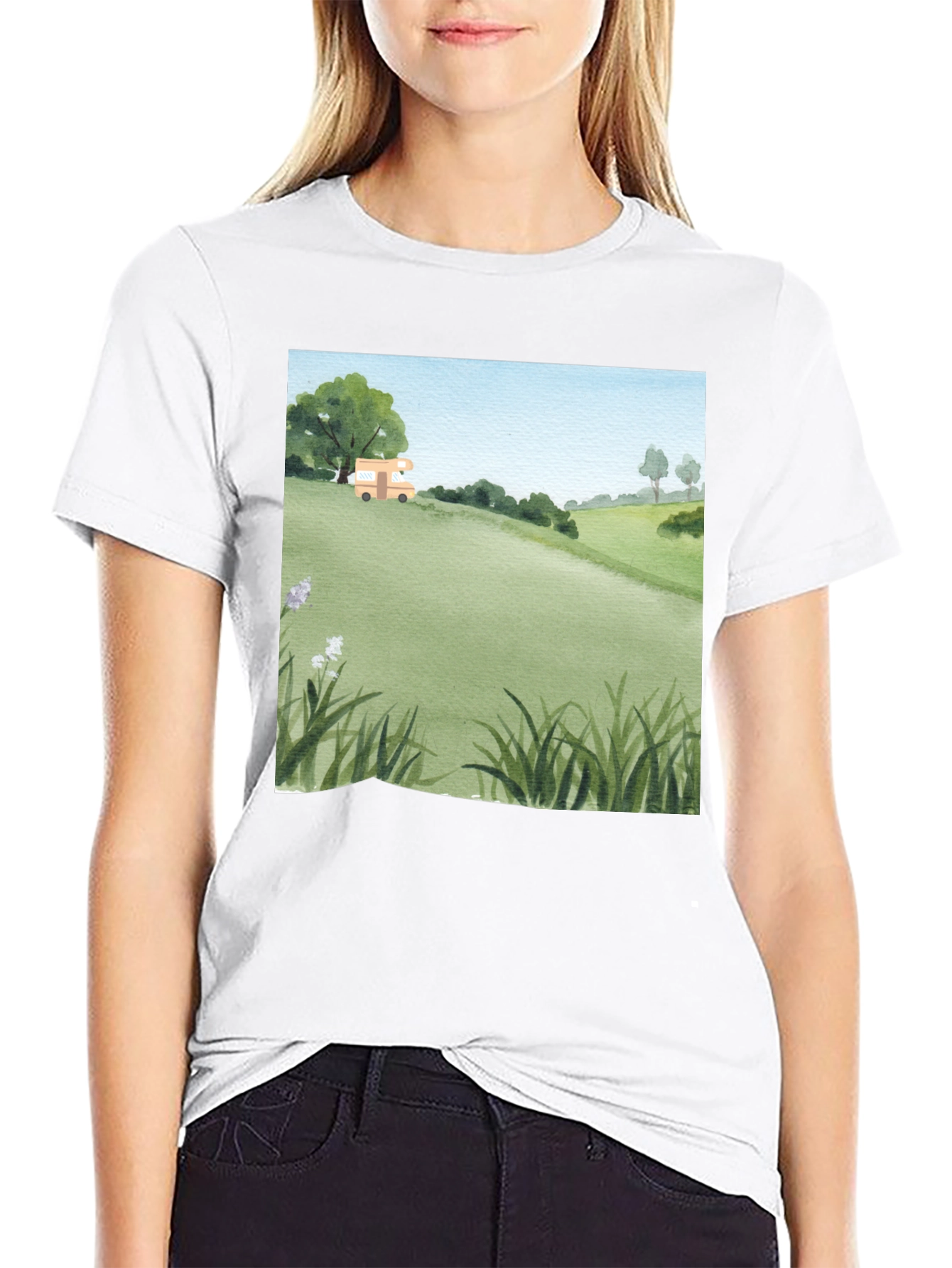 Watercolor Landscape Camper T-Shirt