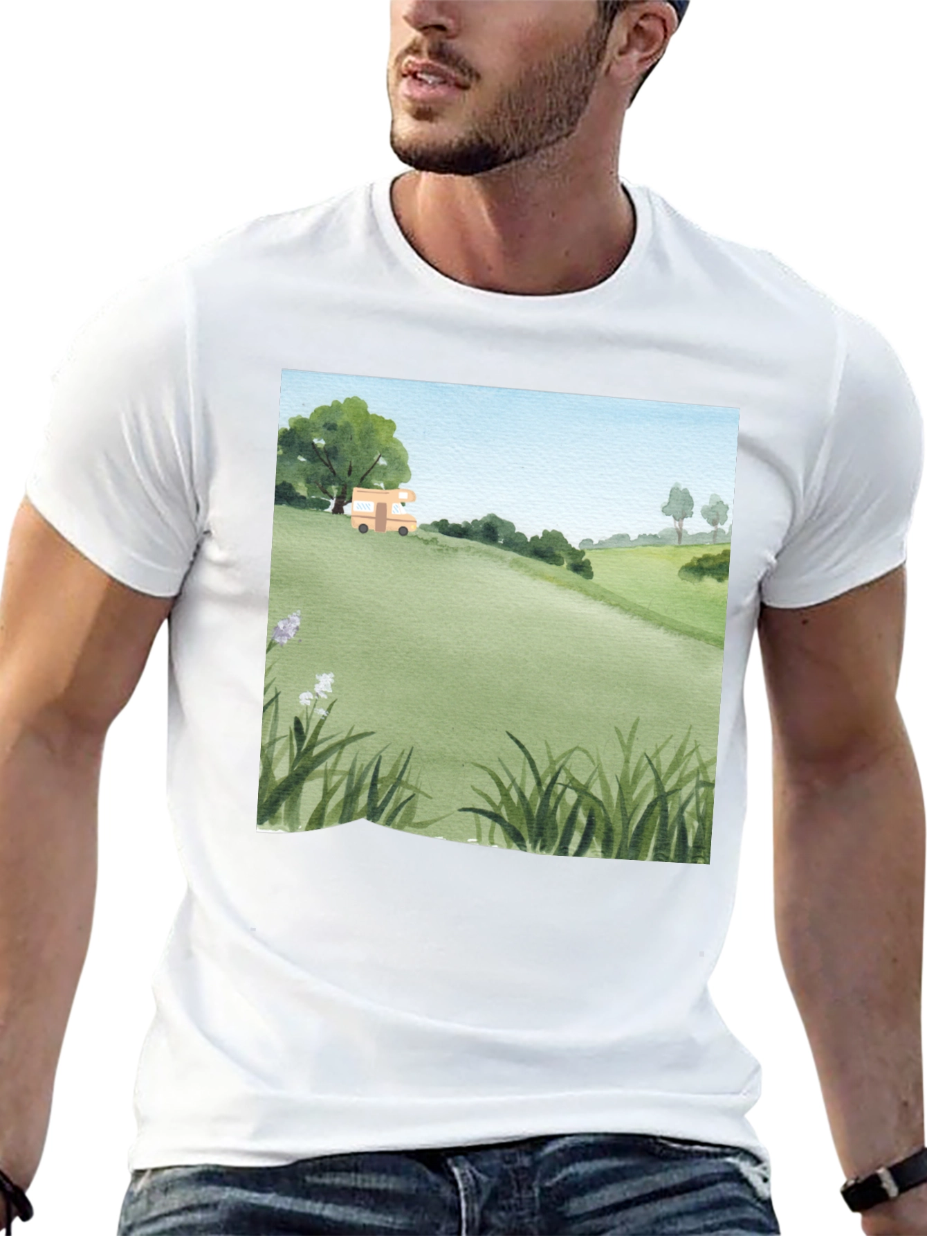 Watercolor Landscape Camper T-Shirt